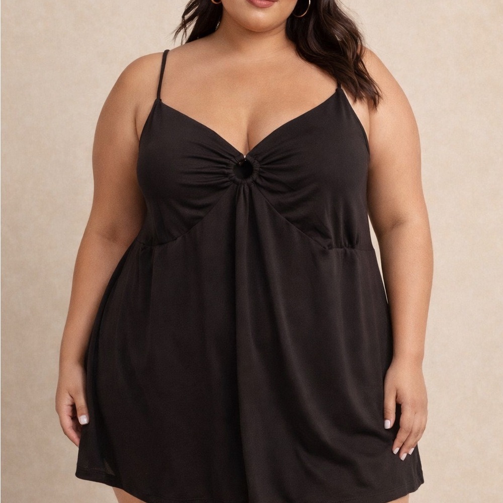 SO Plus Size 2X Black O-Ring Fit & Flare Mini Dress Adjustable Straps NWT - Picture 13 of 13
